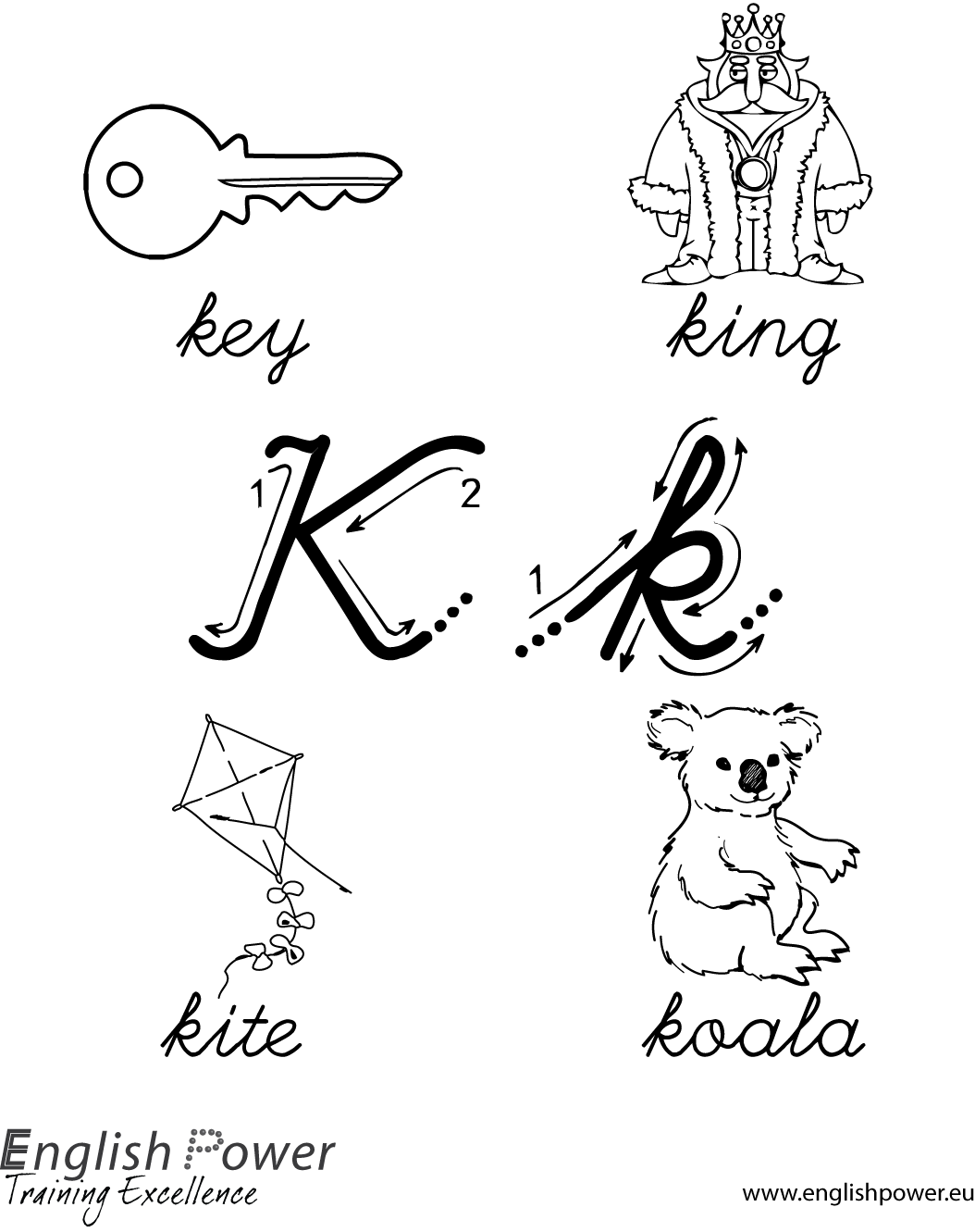 Colouring in page Letter K for kids