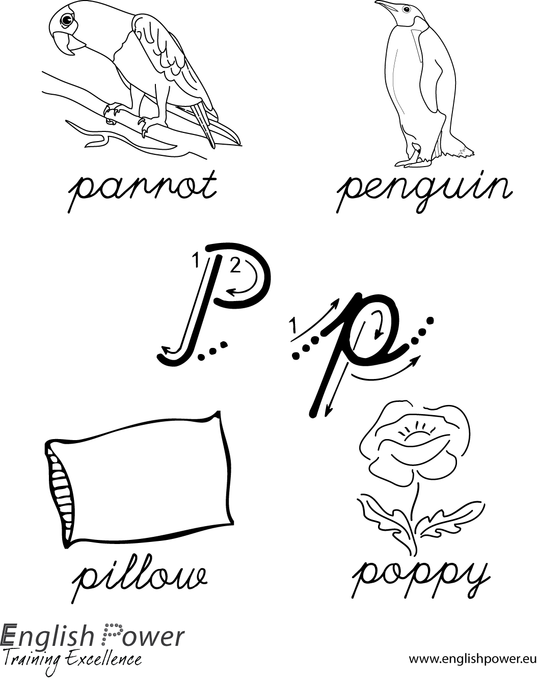 Colouring in page Letter P for kids