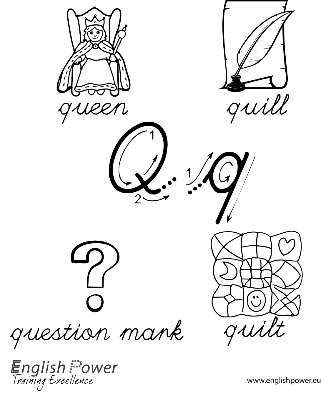 Colouring in page Letter Q for kids