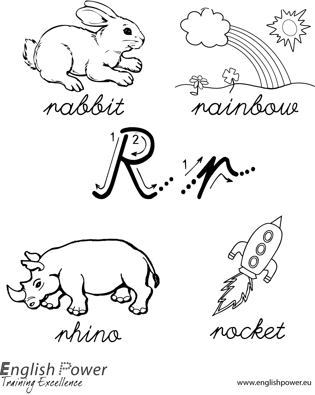 Colouring in page Letter R for kids