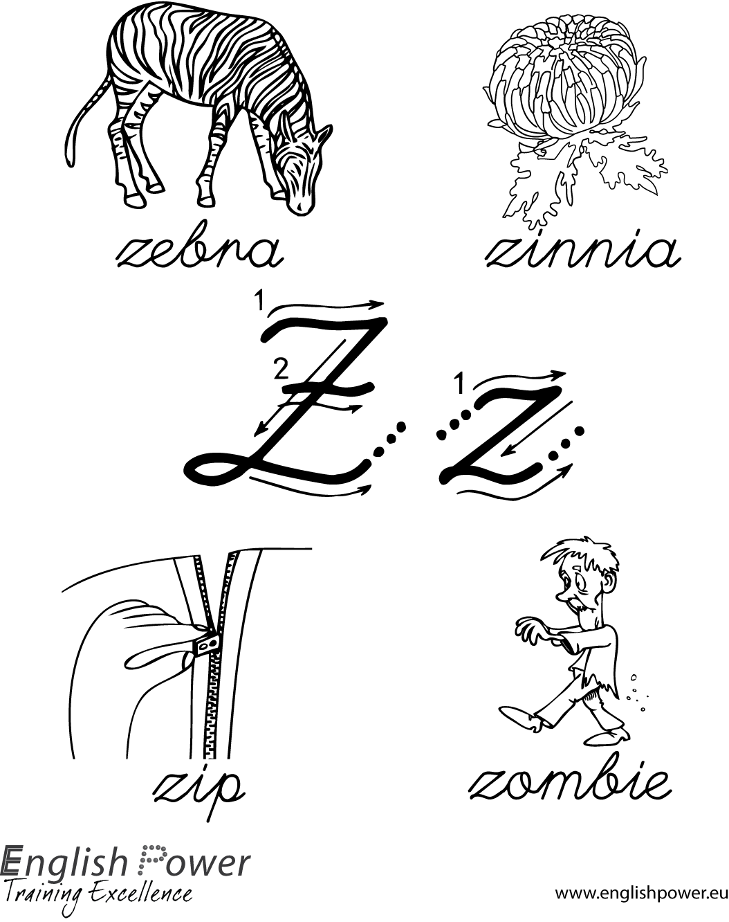 Colouring in page Letter Z for kids