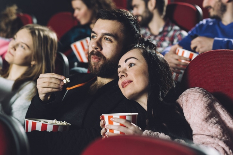 Couple watching film in a cinema