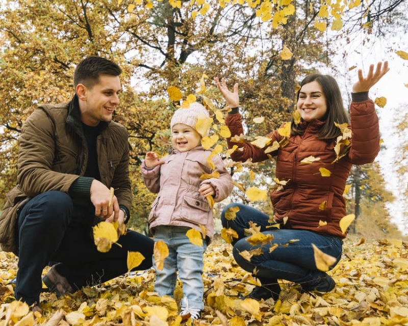 Family playing in the park