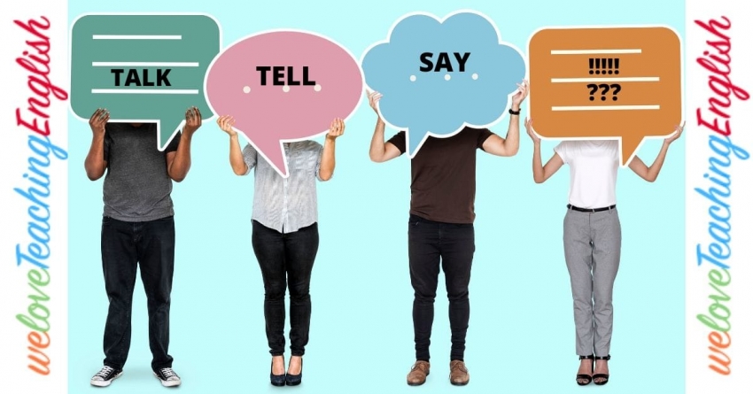 Talk - tell- say are words with similar meaning used in different situations.
