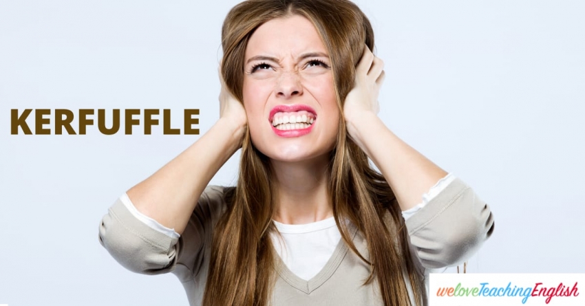 KERFUFFLE is a word to describe a situation full of noise and disorder
