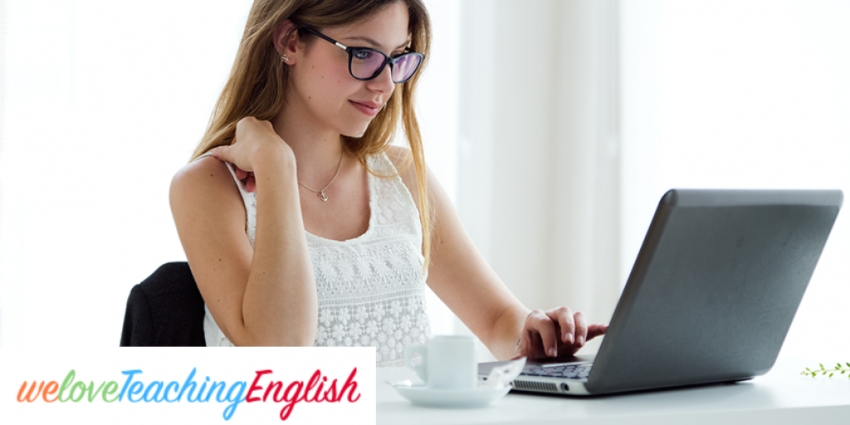 Woman using her laptop at home